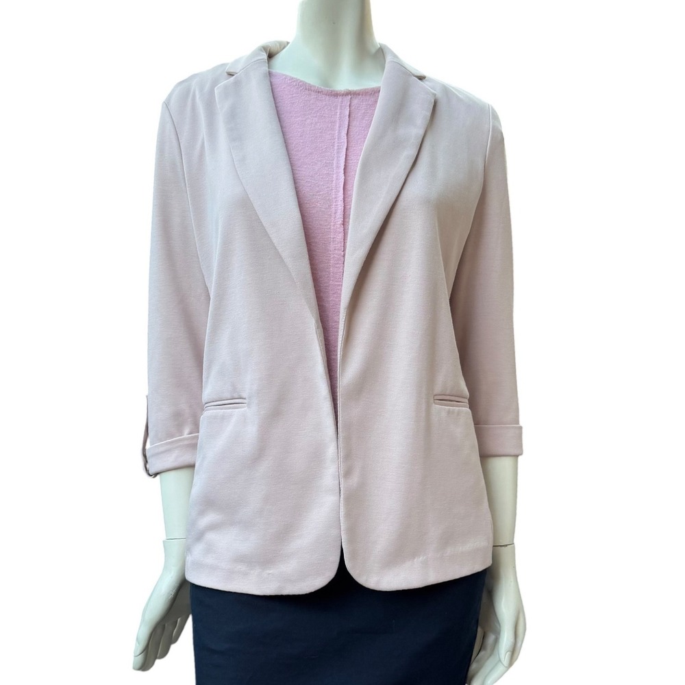 Kismet Open Front Blazer 3/4 Roll Tab Sleeve Pastel Pink Soft Girl Office Sm S